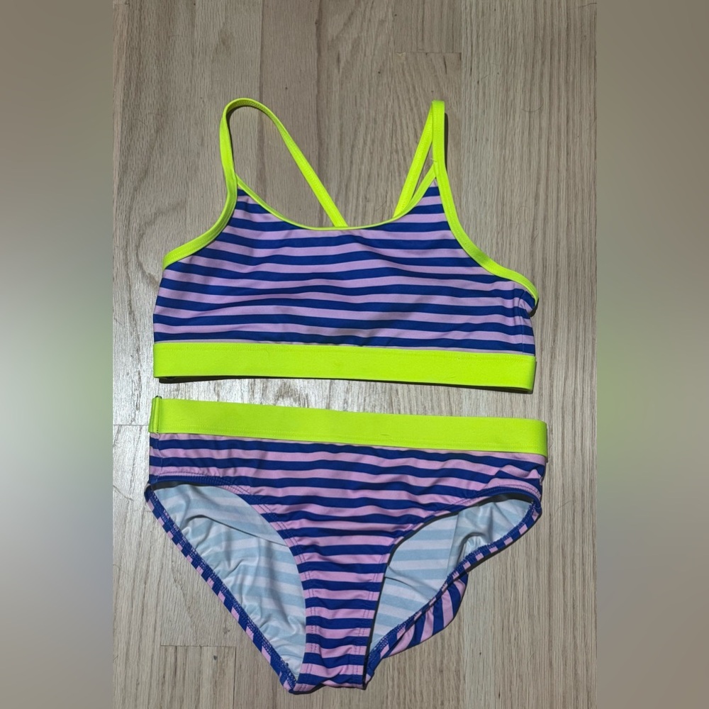 Land’s End Striped Girls Bikini Swim Set 10